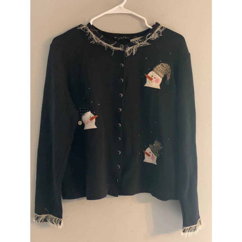 Christmas snowman cardigan sweatshirt medium